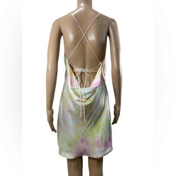 Zara Tie Dye Watercolor Elegant Multicolor Slip Mini Dress size M - Picture 5 of 5